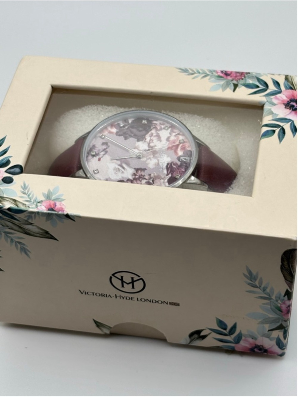 Victoria Hyde London Burgundy Floral Dial Watch - Picture 5 of 6